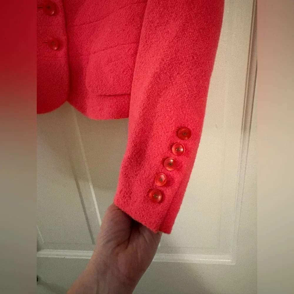 Escada Bright Pink Tailored Button-Front Jacket - Picture 2 of 7